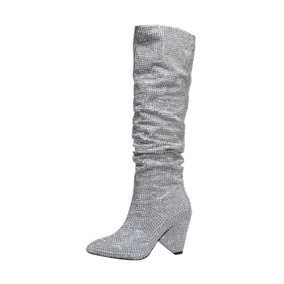 Rhinestone Pointed Heeled Boots - Picture 3 of 4